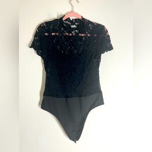 Shinestar Bohemian Lace Black Bodysuit Size L